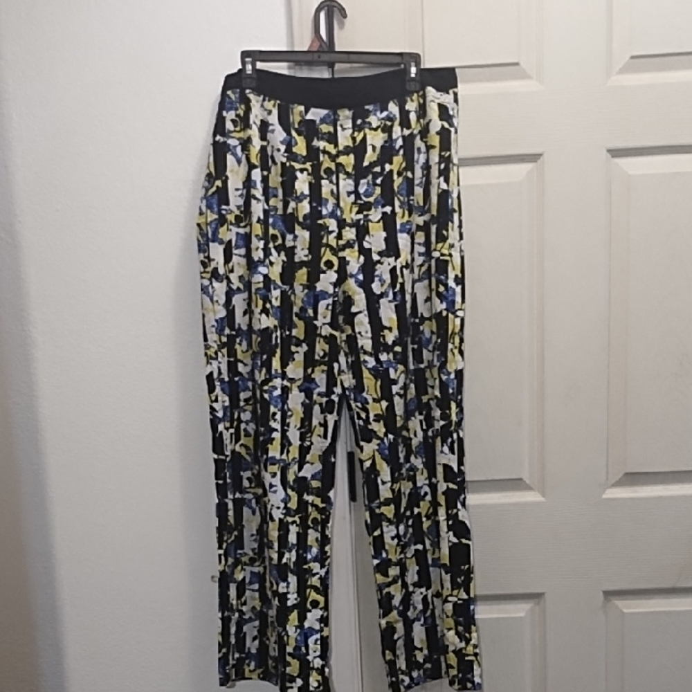 Peter Pilotto Black Neon Yellow And White Wide Leg Pants